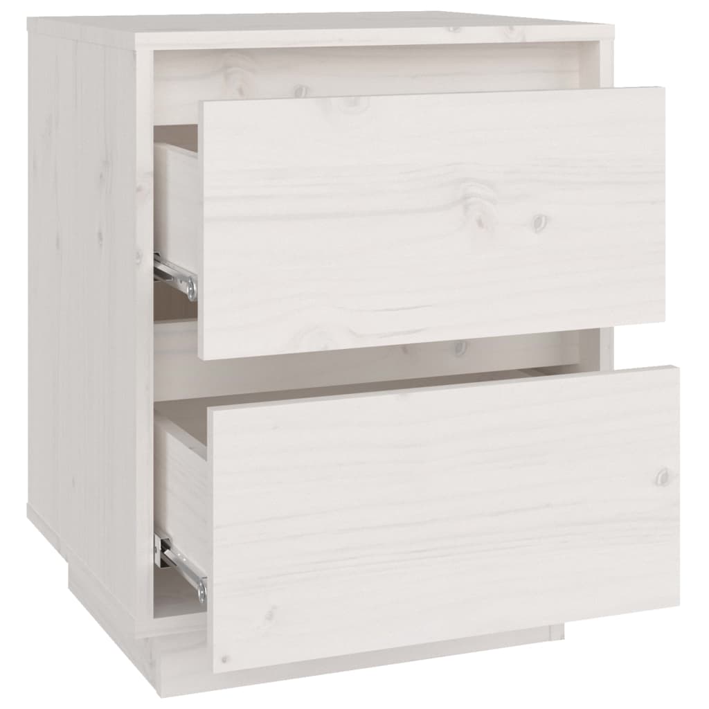 Nachttische 2 Stk. Weiss 40x35x50 cm Massivholz Kiefer